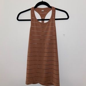 Athleta Tan Stripped Racerback Tank Top